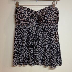 Kona Sola Leopard Print Swim Top, M, NWT